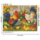 AIRDEA DIY 5D Diamond Painting by Number Kit, Full Drill Rooster Hen Chicks Embroidery Cross Stitch Arts Craft Canvas Wall Decor