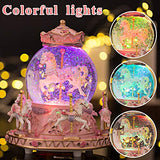 LOVE FOR YOU Gift Wrapped Carousel Horse Music Box Color Changing LED Lights Musical Snow Globes Unicorn for Girls Women Kids Baby Mom Daughter Granddaughter Birthday Mother's Day