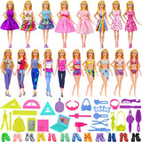 Unicorn Element 53 Pcs Doll Clothes and Accessories, 2 Casual Clothes 5 Fashion Skirts 5 Mini Dresses 4 Bikini Swimsuits 10 Shoes 18 Travel Set 10 Doll School Supplies Fit for 11.5 Inch Dolls