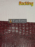 Vinyl Crocodile Allie Fake Leather Upholstery 54" Wide Fabric by The Yard (RED Wine)
