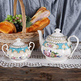 fanquare 15 Pieces European Retro Rose Tea Set,English Flora Tea Set for Adults,Porcelain Coffee Set