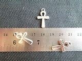 10 Ankh Egyptian Cross Charms Pendants Antique Silver (NS137)