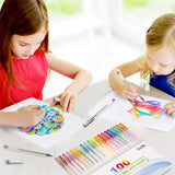 Lineon 100 Pack Gel Pens Set, 50 Colors Gel Pens with 50 Refills Gel Pen Set for Adult Coloring Books Drawing Doodling Art Markers