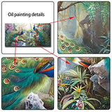 5 Peacock Painting In The Forest 3D Hand-painted Artwork Canvas Painting Wall Art Oil Painting Animal Painting Chinese Style Classical for Home Living Room Bedroom Decoration 24x48 Inch Unframe