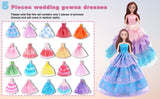 130 PCS Doll Clothes and Accessories, Fashion Mini Dress Set with 5 Wedding Gowns Dresses, 10 Mini Dresses, 10 Sets Casual Clothes, 5 Swimsuits Bikini, 20 Handbags, 80 Accessories for 11.5 inch Dolls