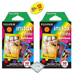 Fujifilm INSTAX Mini Instant Film 2 Pack = 20 SHEETS For Fujifilm Mini 8 & Mini 9 Cameras - Rainbow