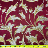 Jacquard Damask Bloom Brocade Fabric 118'' Wide (Burgundy / Gold)