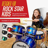 Mendini By Cecilio Kids Drum Set - Starter Drums Kit with Bass, Toms, Snare, Cymbal, Hi-Hat, Drumsticks & Seat - Musical Instruments Beginner Sets, Dark Red Drum Set