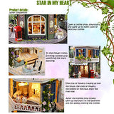 DIY Miniature Dollhouse Kit with Furniture, Spin Rotate Music Box, LED Wooden Mini House Set,Best Gift Birthday Christmas Valentine's Wedding Day for Kids Girls Women Lovers (STAR IN MY HEART)