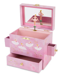 Jewelkeeper Ballerina Musical Jewelry Box with 3 Drawers, Pink Rose Design, Swan Lake Tune