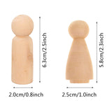 20 PCS Unfinished Wood Doll Bodies, Wooden Peg Dolls, Angel Peg Dolls, Unfinished Wooden Figures for DIY Painting, Decoration, Assorted Wooden People Shapes for Arts and Crafts