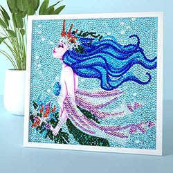Sinceroduct 5D DIY Diamond Painting Kit Rhinestone Embroidery Paint by Diamond Mosaic Making with White Frame Full Drill Painting by Numbers -Mermaid (7.8’’7.8”)