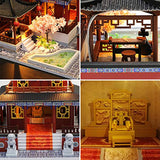 Roroom Dollhouse Miniature with Furniture,DIY 3D Wooden Doll House Kit Chinese Style Plus with Dust Cover and Music Movement,1:24 Scale Creative Room Idea Best Gift for Children Friend Lover