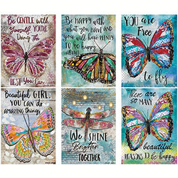 6 Pieces of 5D Full Diamonds Adult Digital Painting Diamond Album, Children Adult, Beginner Housewarming Gifts, Butterfly Pictures, for Home Wall Decoration 12 x 16 inches (1, 12x16inch)