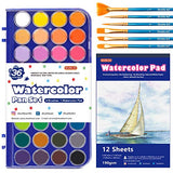 43 Pack Watercolor Paint Set, Shuttle Art 36 Colors Watercolor Paint Pan Set with 6 Brushes and 1 Watercolor Pad for Beginners, Artists, Kids & Adults Watercolor Painting, Bullet Journal, Calligraphy