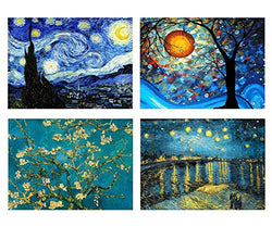 4 Packs 5D DIY Diamond Painting Set Full Drill Diamond Painting Starry Night Wall Stickers for Living Room(40X30CM/16X12inch)