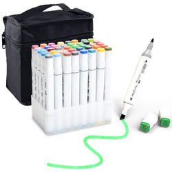 Coloring Markers Set for Adults 40 Colors, Dual Tip Permanent Art Pens with Travel Case for Drawing Sketching Adult Coloring Highlighting and Underlining