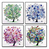 4 Pack 5D DIY Diamond Painting Kits,Diamond Painting Tree for Adults Kids Crafts Drill Diamond for Embroidery Arts Craft Home Wall Decor