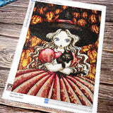 Staroar 5D Diamond Painting Kits for Adults Full Drill Round - Witch Girl Halloween Diamond Art