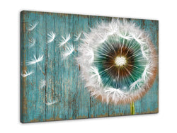 Dandelion Canvas Wall Art for Rustic Home Decor White Dandelion Green Driftwood Theme Country Wall Decor for Bathroom Bedroom Modern Canvas Prints Artwork for Farmhouse Kitchen Wall Decoration 12x16