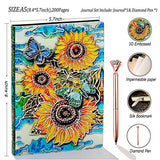 Sunflower Journal,Leather Writing Journal Notebook ,A5 Lined Journal,200Pages,Personal Diary-Antique Handmade Notepad Sketchbook,Travel Diary& Notebooks to Write in,Gift for Women&Gril ( Multicolored)