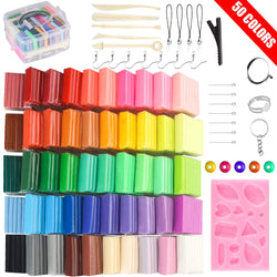 50 Colors Polymer Clay Set Oven Bake Clay, 2 Hardness Options, Tomorotec CPSC Conformed Non-Toxic Moleding DIY Clay Air Dry Assorted Colorful Clay with Sculpting Tools for Kids,Artists (Harder)
