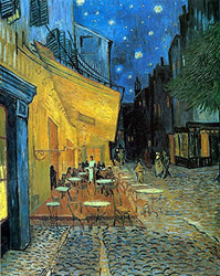 Wieco Art Cafe Terrace at Night Modern Stretched and Framed Giclee Canvas Prints Van Gogh Oil Paintings Reproduction Cityscape Picture on Canvas Wall Art Ready to Hang for Bedroom Kitchen Home Decor