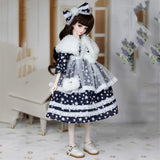 BJD Doll Clothes Winter Dress with Shoulder Bag and Shawl for SD BB Girl Ball Jointed Dolls,D,1/4