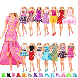 BARWA 12 Pcs Mini Dresses Handmade Doll Clothes with 10 Shoes Accessories for 11.5 Inch Girl Doll