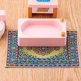 5 Pieces 1:12 Miniature Carpet Floral Print Vintage Woven Rugs Miniature Turkey Rugs Dolls House Rugs Dollhouse Floor Blankets Dollhouse Furniture Decoration Accessories Toy Supplies