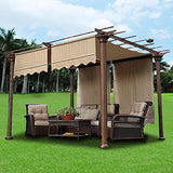 Yescom 2 Pcs 15.5x4 Ft Canopy Cover Replacement with Valance for Pergola Structure Tan