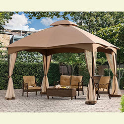 Sunjoy 110109222 Original Replacement Canopy for Bellagio Gazebo (10X12 Ft) L-GZ933PST Sold at Homedepot, Beige
