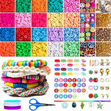 6000 Pcs Clay Beads Bracelet Making Kit, Flat Polymer Clay Discs Heishi Beads with Letters Smiley Face, DIY Preppy Jewelry Bracelets Making Clay Beads Kit
