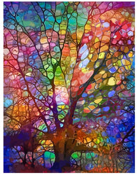 Diamond Painting Kits for Adults, 5D Full Drill Round Diamond Art Colorful Tree Gem Arts Perfect for Home Wall Deco(Diamond Dotz 12x16inch)