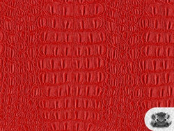 Vinyl Crocodile GATOR RED Faux / Fake Leather Fabric By the Yard