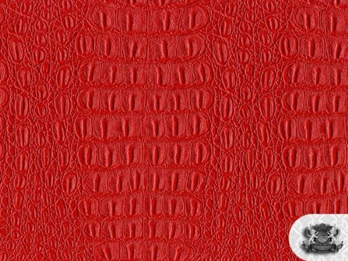 Vinyl Crocodile GATOR RED Faux / Fake Leather Fabric By the Yard