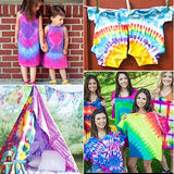 DIY Tie Dye Kits, Emooqi 32 Colours All-in-1 Tie Dye Set Contain 32 Bag Pigments, Rubber Bands, Gloves, Sealed Bag, Apron and Table Covers for Craft Arts Fabric Textile Party DIY Handmade Project