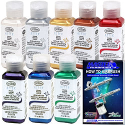 TESTORS - AZTEK Premium PEARL Acrylic Airbrush Paint 8-Color Set & FREE How to Airbrush Manual