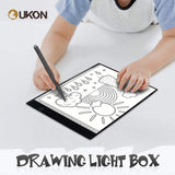 UKON A4 Light Box Drawing Tracing Diamond Painting Light Board Pad for Tracer Kids Artists with Dimmable Brightness for Embroidery Sketching Animation Stenciling (A4 with Stand)