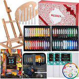 MEEDEN 71-Piece Acrylic Painting Set - Solid Beech Wood Table Easel, 48×22ML Acrylic Paint Set, Canvas Panels, Acrylic Paintbrush Set, Acrylic Pad, Wood Paint Palette, Gift for Kids & Beginner Artist