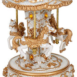 Elanze Designs Gilded Gold Tone Horses Musical Carousel 10 inch Rotating Figurine Plays Tune Carousel Waltz