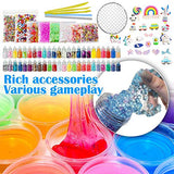 Slime Kit - Slime Supplies Slime Making Kit for Girls Boys, Kids Art Craft, Crystal Clear Slime, Glitter, Slime Charms, Fruit Slices, Fishbowl Beads Girls Toys Gifts for Kids Age 6+ Year Old