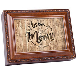 Love You to The Moon and Back Woodgrain Keepsake Music Box Plays What a Wonderful World