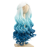 MUZI WIG High Temperature Doll Hair Wig, Long Winky Curly White Ombre Blue Synthetic Fiber Hair Wig BJD Doll Wigs for 1/3 BJD SD Doll