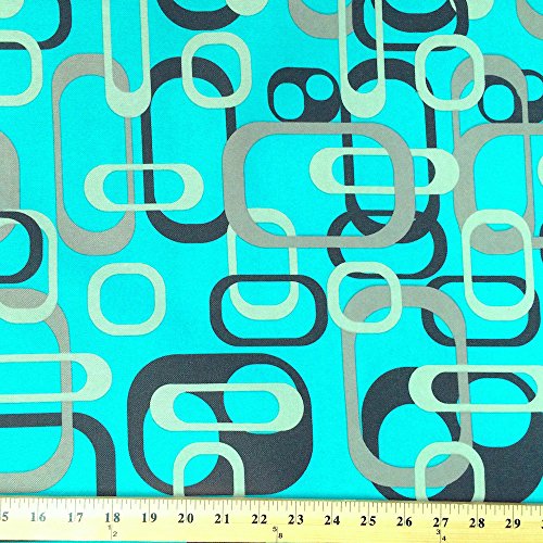 Printed Canvas Fabric Waterproof Outdoor FWD (Aqua Retro)