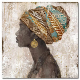 DAVOD African American Wall Art Black Woman Pictures Canvas Prints Paintings Wall Decor Home Decorations Framed Artwork Bathroom Living Room Bedroom 14"x14"