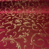 Jacquard Damask Vine Brocade Fabric 118'' Wide (Burgundy / Gold)