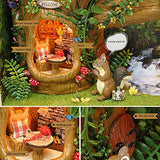 Flever Dollhouse Miniature DIY House Kit Creative Room with Furniture for Romantic Valentine's Gift(Home of Squirrel-Brown)
