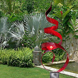 Statements2000 60-inch Large Abstract Metal Sculpture by Jon Allen, Metal Yard Statue - Red Sea Breeze 24 with Silver Base