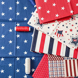 12 Pieces Patriotic Fat Quarters 15.7 x 19.6 Inch Stars and Stripes Fabric Independence Day 4th of July American Flag Print Quilting Fabric Bundles for DIY Fabric Jeans Sewing Patchwork Material